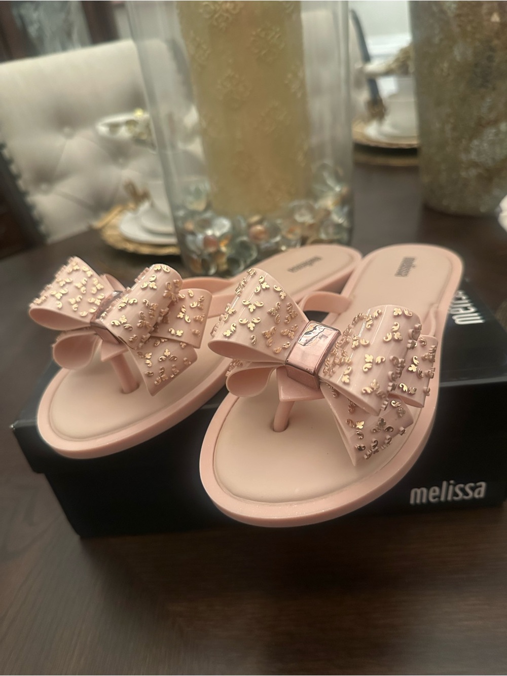 Brand New Melissa Pink Bow Jelly Flip Flops - Women's size 8